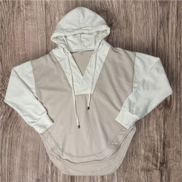 Pilcro Other - Pilcro Anthropology Cream and Tan V-Neck  Hooded Sweater Women’s Size XS